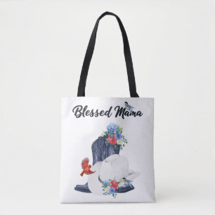 Tote Bag Maman bénie avec bottes/bonnet de cowboy & fleurs/