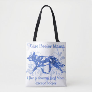 Tote Bag Maman bleue Watercolor Blue Add de Heeler un nom