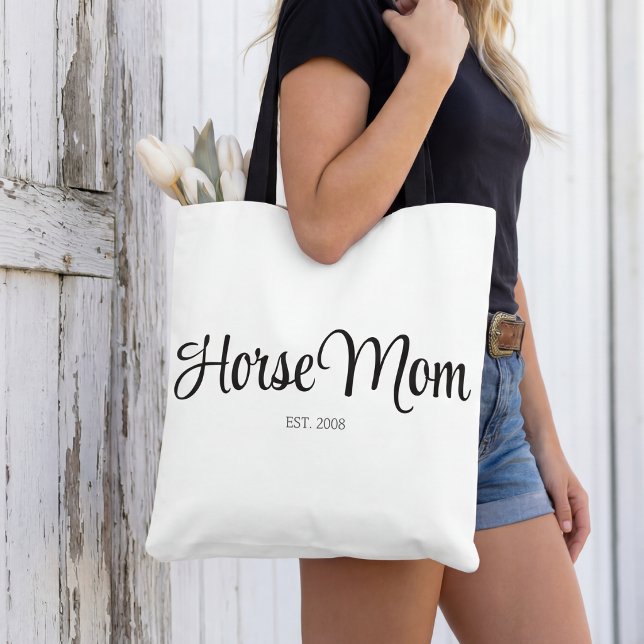 Tote Bag Maman Cheval Écriture Noire Établi (Créateur téléchargé)