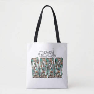 Tote Bag Maman Chouette Carreaux Turquoise Léopard Boîte Gr