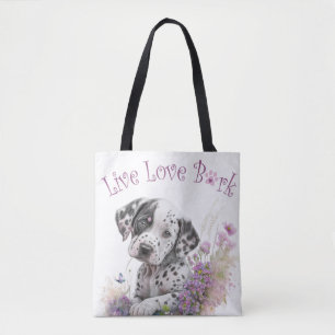 Tote Bag Maman Dalmatien Fleurie