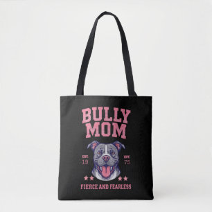 Tote Bag Maman de chien pitbull noir féroce et intrépide   