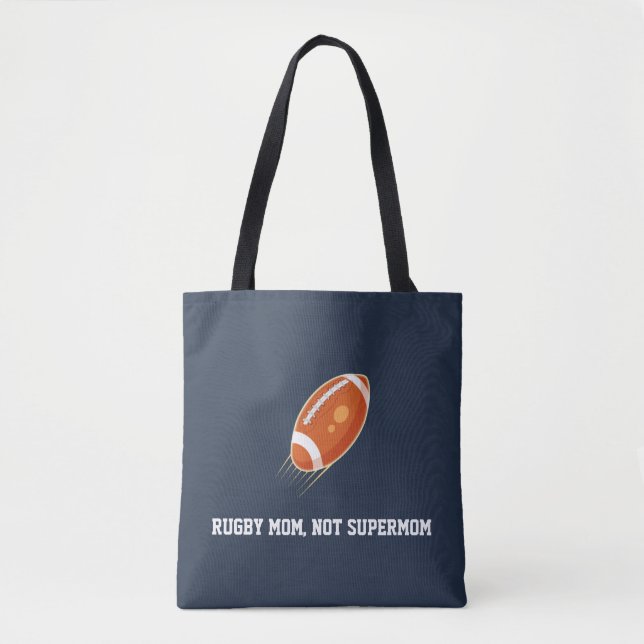 Tote Bag "Maman de rugby, pas de supermom" AMOUREUX DE RUGB (Devant)