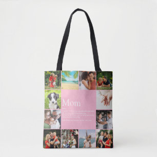 Tote Bag Maman Définition Quota 12 Photo Collage Pink