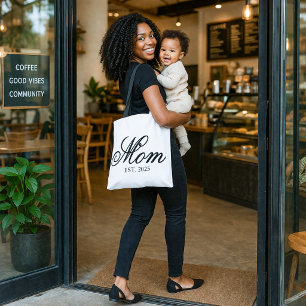 Tote Bag Maman Élégante Année d'Établissement Écriture Scri