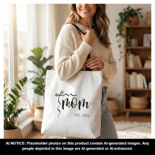 Tote Bag Maman établie élégante écriture noire et blanche a