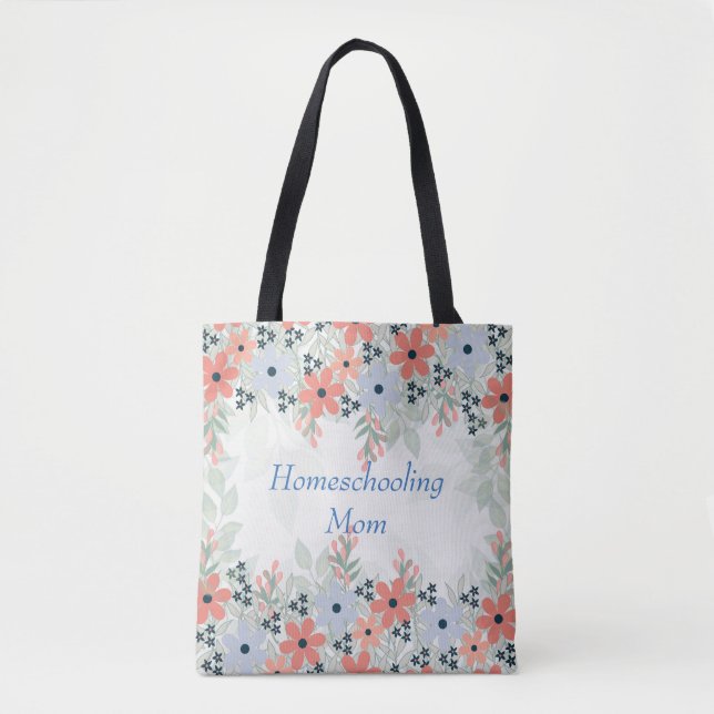 Tote Bag Maman Floral à l'école familiale (Devant)