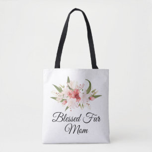 Tote Bag Maman Fur à l'eau bénite avec motif floral aquarel