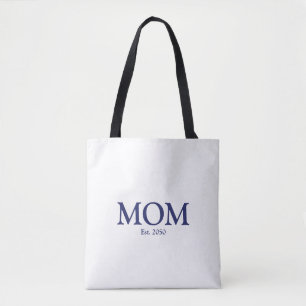 Tote Bag Maman marine bleu blanc coutume date établie migno
