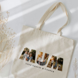 Tote Bag Maman multi photo meilleure élégante simple typogr