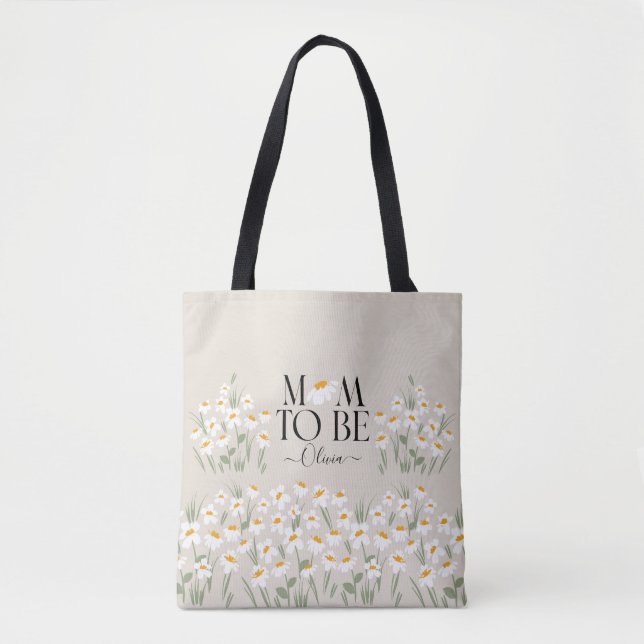 Tote Bag Maman pour être marguerite baby shower floral nouv (Devant)
