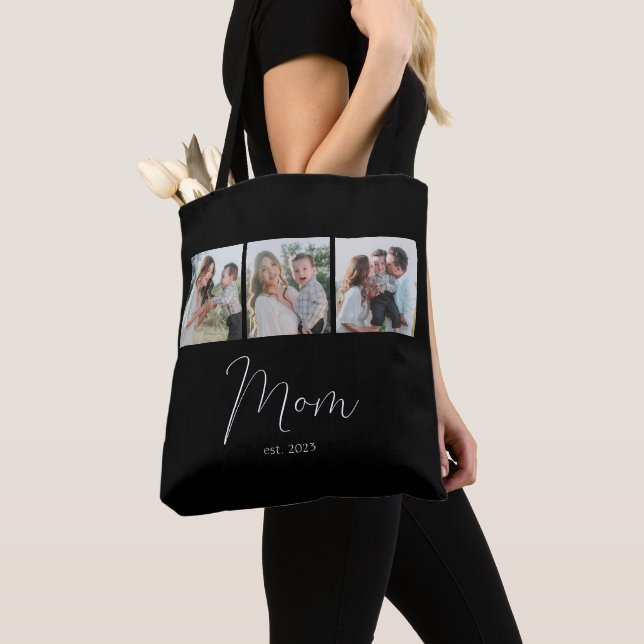 Tote Bag Maman Script Établi Noir 3 Photo  (De près)
