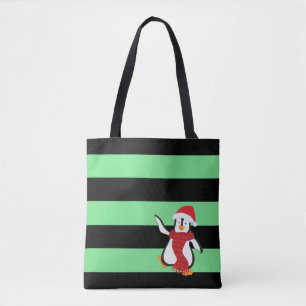 Tote Bag Manchot dansant mignon avec chapeau et écharpe rou