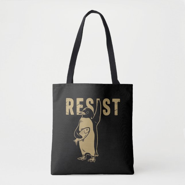 Tote Bag Manchots résistent Manchots protestent contre les  (Devant)