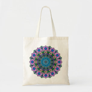 Tote Bag Mandala 12 Rose Turquoise rose orange -