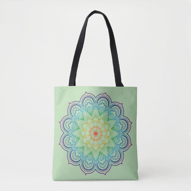 Tote Bag Mandala arc-en-ciel (Devant)