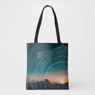 Tote Bag Mandala Art Sunset Blue Night Sky Stars Photograph