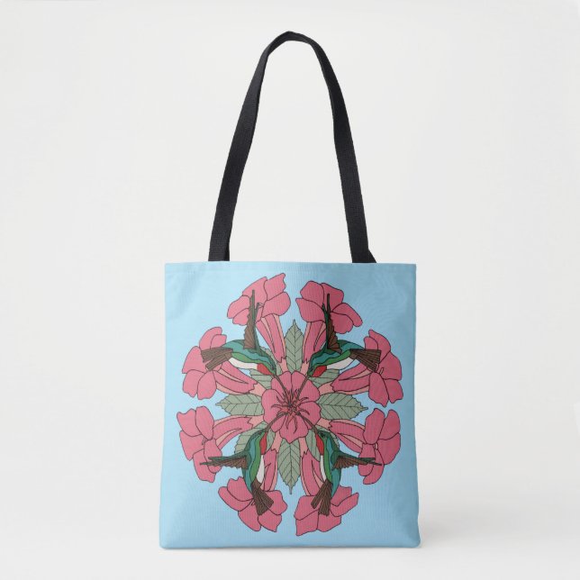 Tote Bag Mandala fourre-tout de colibri (Devant)