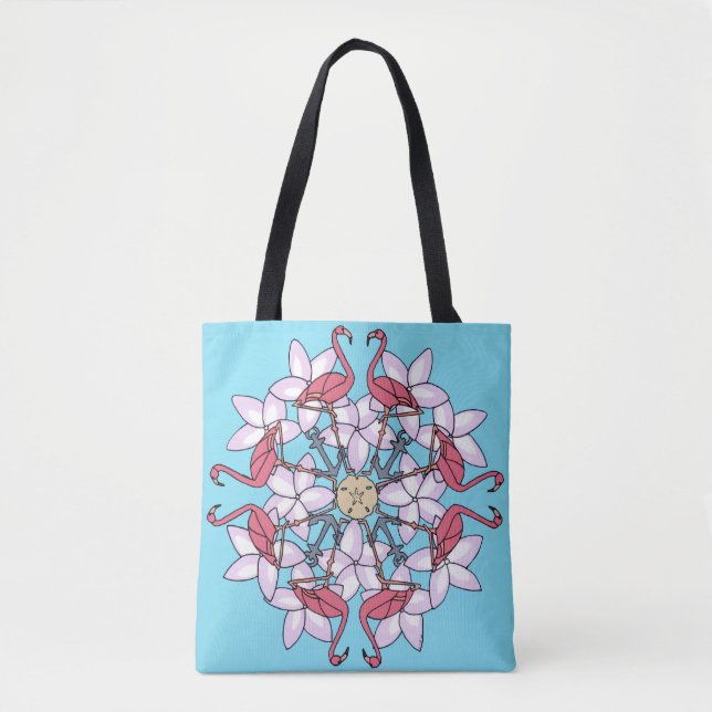 Tote Bag Mandala fourre-tout de Flamant rose (Devant)