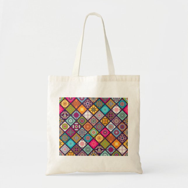 Tote Bag Mandala motif marocain coloré (Devant)