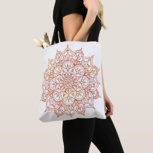 Tote Bag Mandala rose et orange sur Glam blanc