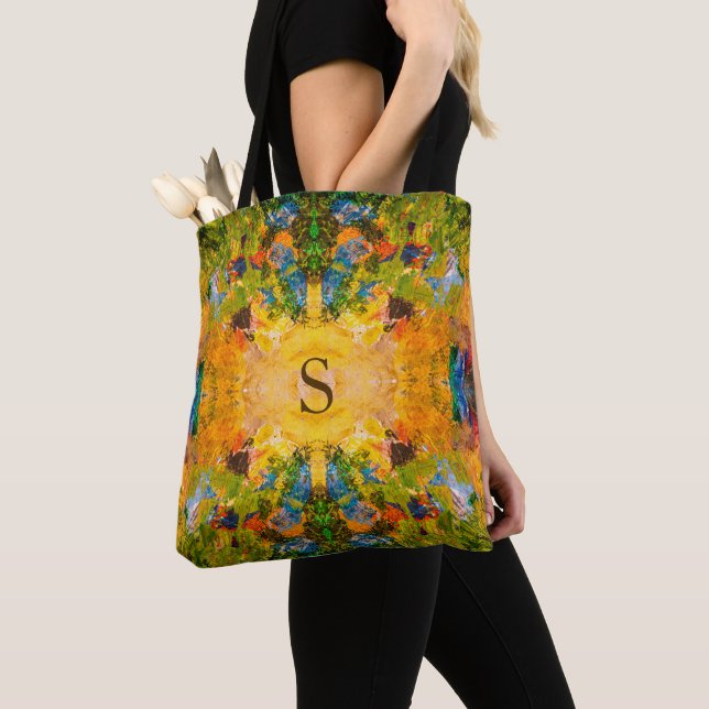 Tote Bag Mandala Yellow Green Gold (De près)