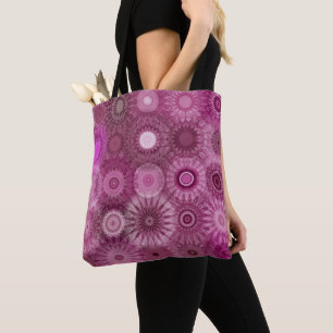 Tote Bag Mandalas Magenta Motif Orné Abstrait