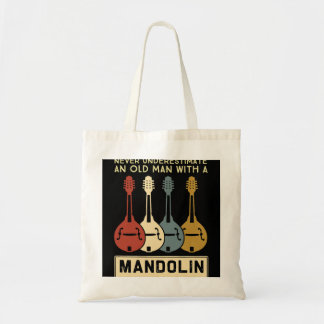 Tote Bag Mandolin Lover Ne sous-estime jamais un vieil homm