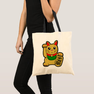 Tote Bag Maneki Neko : Chat Chanceux Doré