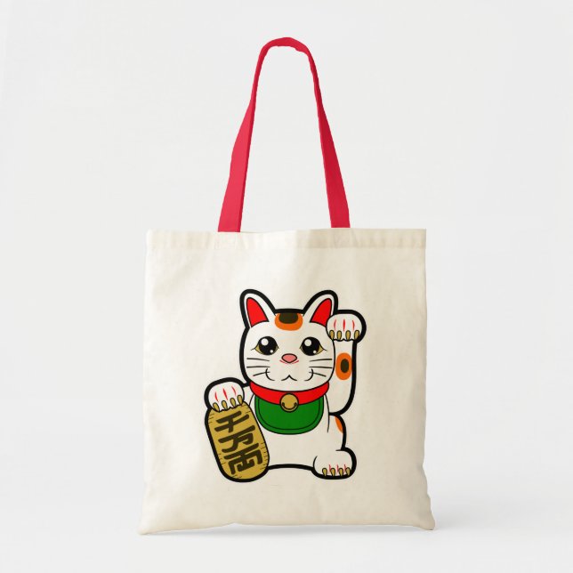 Tote Bag Maneki Neko : Chat chanceux japonais (Devant)