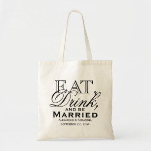 Tote Bag Mangez, buvez et soyez marié Mariage personnalisé 