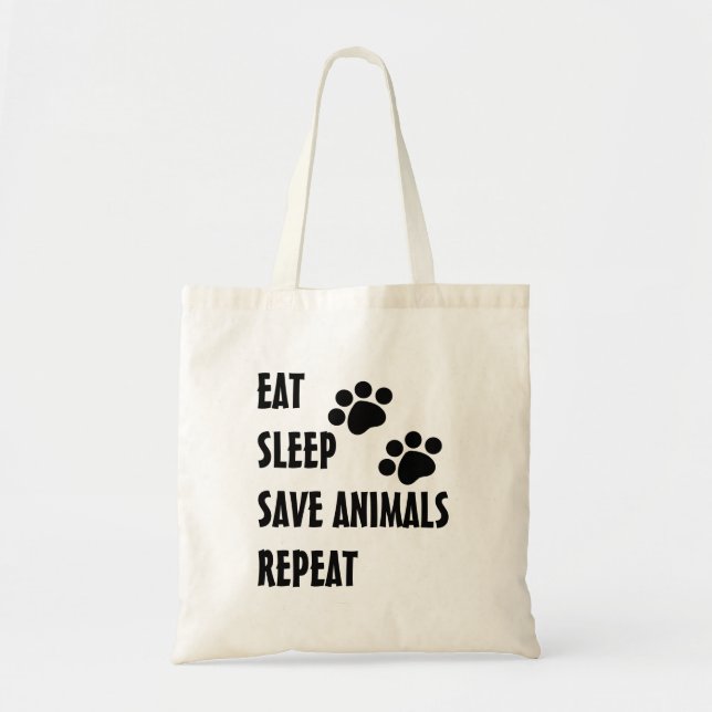 Tote Bag Mangez, dormez, sauvez les animaux, les répétez (Devant)