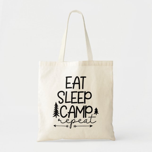 Tote Bag Mangez le camp de sommeil Répéter drôle (Devant)