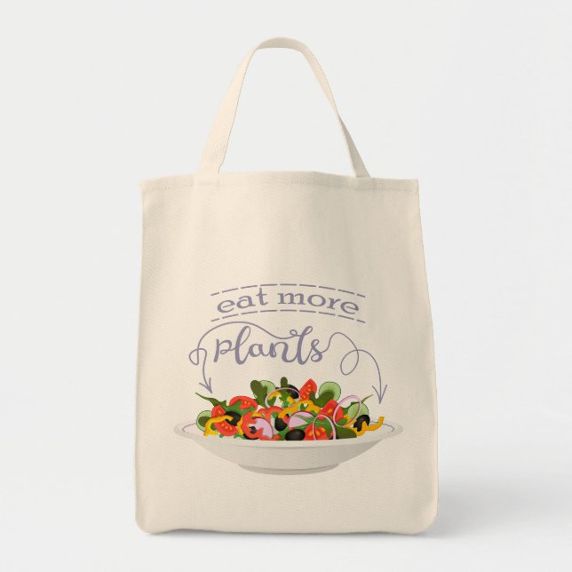 Tote Bag Mangez plus de plantes frais motivation salade let (Devant)