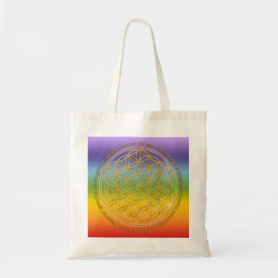Tote Bag Mantra Moola / Fleur de Vie / couleur des chakras
