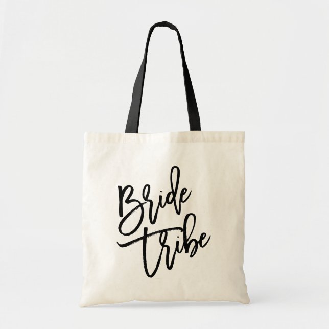 Tote Bag Manuscrit de noir de tribu de jeune mariée (Devant)
