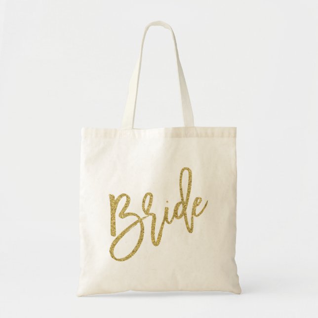 Tote Bag Manuscrit de parties scintillantes d'or de jeune (Devant)