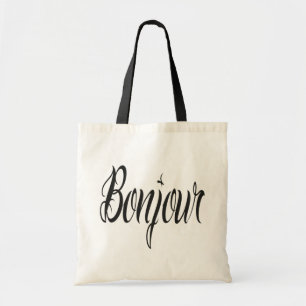 Tote Bag Manuscrit moderne de Bonjour de Français dans le