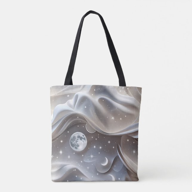 Tote Bag Marble White Moon Minimal Stone Aesthetic (Dos)