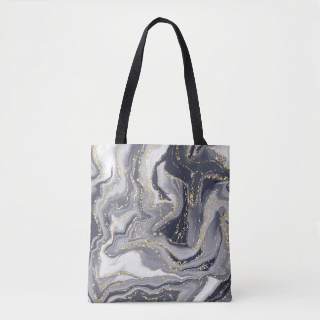 Tote Bag Marbled Gray, White and Gold (Devant)