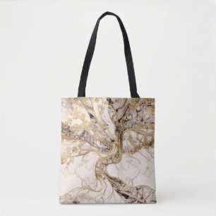 Tote Bag Marbre blanc Arbre de vie Abstrait