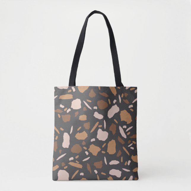 Tote Bag Marbre Brown, beige, tan et gris Terrazzo (Devant)