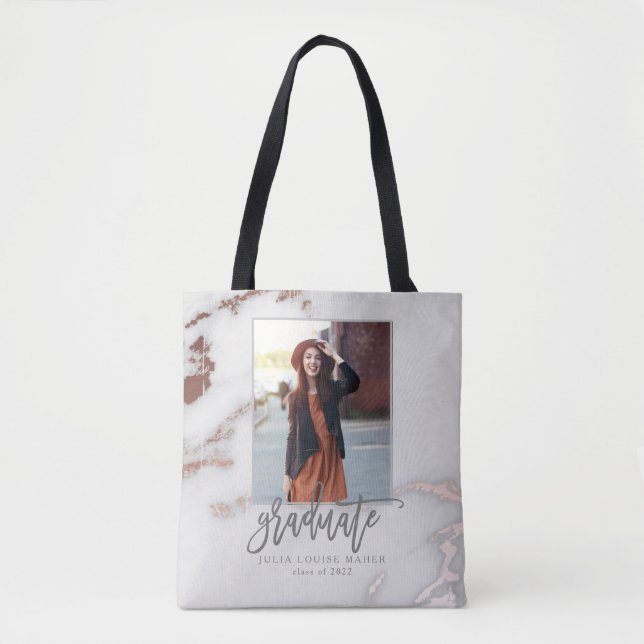 Tote Bag MARBRE ET OR ROSE faire-part DE DIPLÔME (Devant)