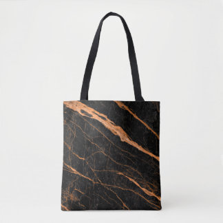 Tote Bag marbre noir avec veines dorées, marbre emperador n