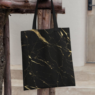 Tote Bag Marbre noir et or
