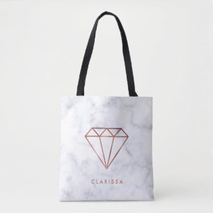 Tote Bag marbre rose de blanc de diamant d'or de faux clair