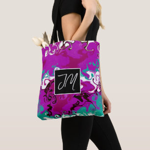 Tote Bag Marbre Turquoise et violet