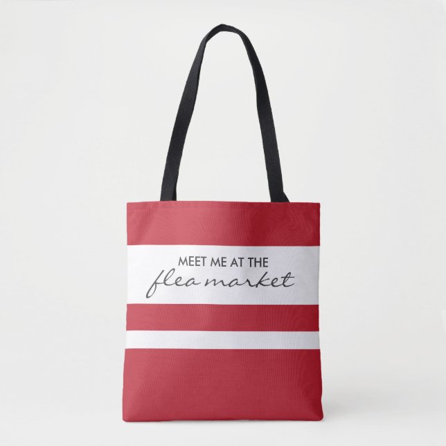 Tote Bag Marché aux puces à rayures rouges et blanches Four (Devant)