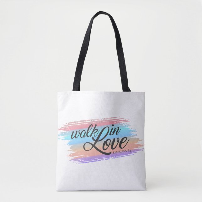 Tote Bag Marche dans l'amour Citation de la Bible Valentine (Devant)
