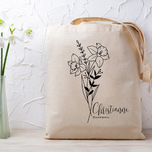 Tote Bag Marche de fleurs du mois de naissance personnalisé